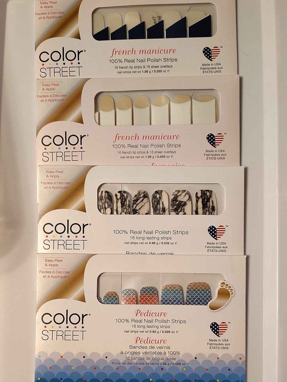 Color Street Nail Polish Strips, Assorted Retired Designs, French, Marble, Ombre